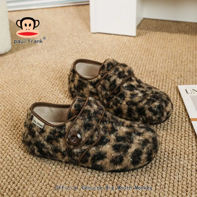 大嘴猴冬季新款女鞋加绒妈妈鞋防滑加复古加绒女士冬季勃肯鞋加绒