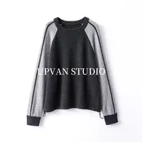 UPVAN 灰黑拼接针织衫！插肩袖 + 下摆抽绳 秋冬随性风必入