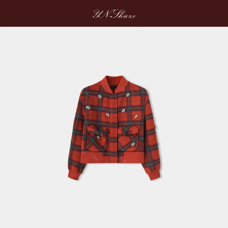 YN-SHUZE时尚休闲红色经典格子格纹上衣外套SZ-YNB-WT0333