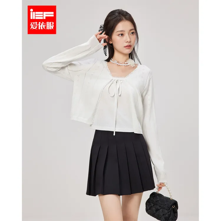 IEF/爱依服2025春季新款韩版简约温柔小女人气质通勤百搭毛织外披