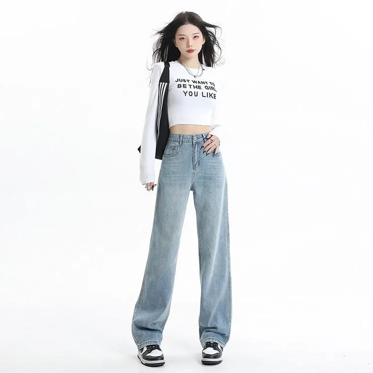 【新中式服装甄选】超柔纱垂感时尚新宠~爆款｜阔腿牛仔裤女宽松垂