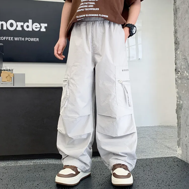 儿童夏装2025新款大男童装速干裤子冰丝防蚊裤夏季薄款阔腿直筒裤