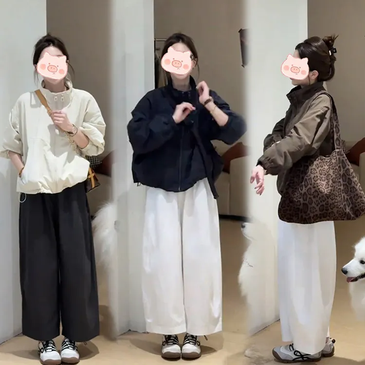 2025年秋季新款穿搭一整套时尚百搭设计上衣外套搭配宽松阔腿裤女