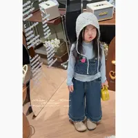 【游牧少女】四Hihoniya~2025秋季女宝波点花边高级洋气牛仔套装