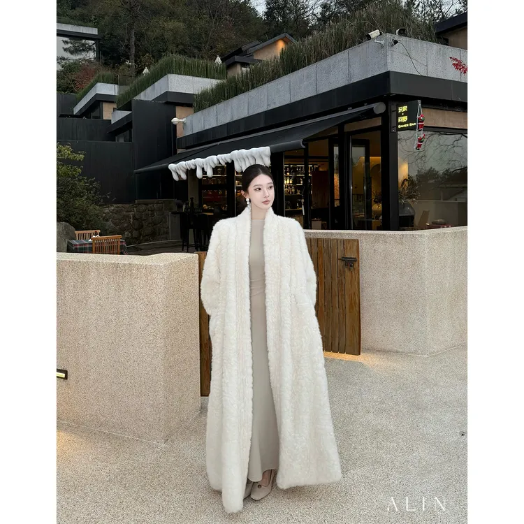 ALIN【天使小羊】冬季毛茸茸仿皮草外套女长短款宽松大衣AL5PPW16