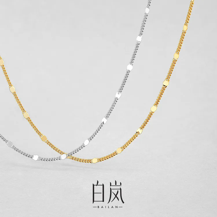 链子925银 白岚闪片链女锁骨链气质裸链饰品小众设计高级感LL067商品图