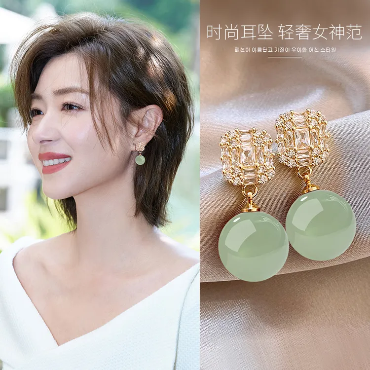 925银莫桑石耳饰 新中式耳环2025新款爆款高级感耳坠冰种原石耳坠