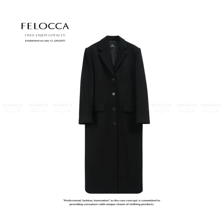 【FELOCCA】单排扣简约质感长款羊毛大衣西装领外套25AWT450