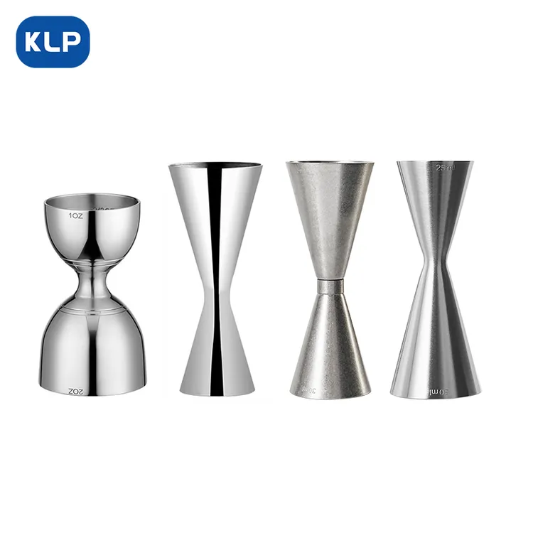 KLP日式一体成型不锈钢量杯细腰量杯内壁清晰刻度和标注盎司器