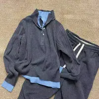 秋冬新款设计感拼接撞色针织开衫显瘦假两件女