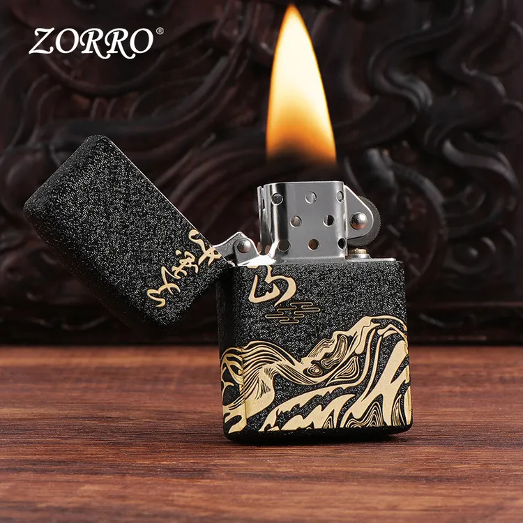 佐罗黑砂父爱如山创意个性老式复古经典打火机防风打火机