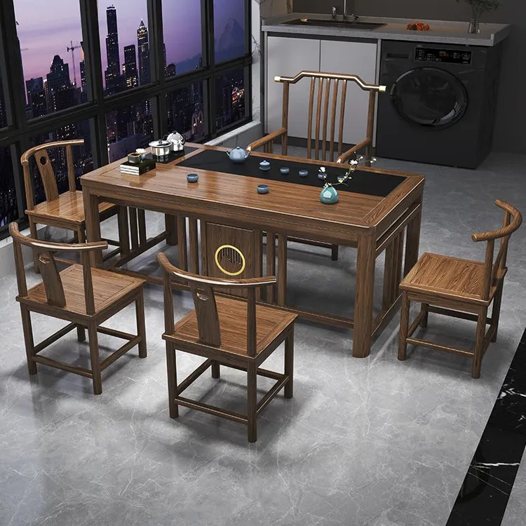 功夫实木茶桌椅组合办公室阳台家用一体一整套新中式泡茶台茶几桌