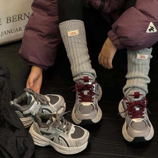 女童时尚老爹鞋2024冬季新款棉鞋男童休闲儿童加绒保暖运动鞋