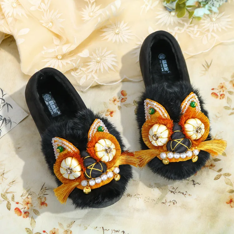 【黑裘金睛虎】福泰欣爆款成人非遗手工女鞋虎头鞋冬季老虎鞋双十一