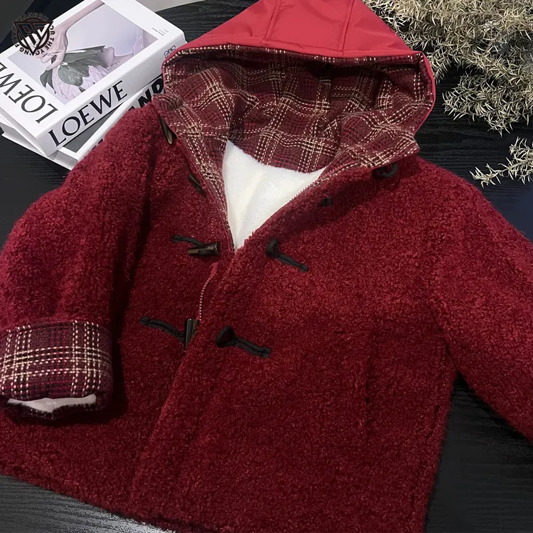 【棒嘟优优】拼接加厚棉服2025冬韩版男女童格子毛毛外套拜年服137