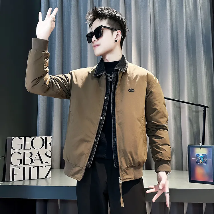 拼接假两件刺绣棉服男款冬季短款棉衣外套2025新款高级感痞帅棉袄