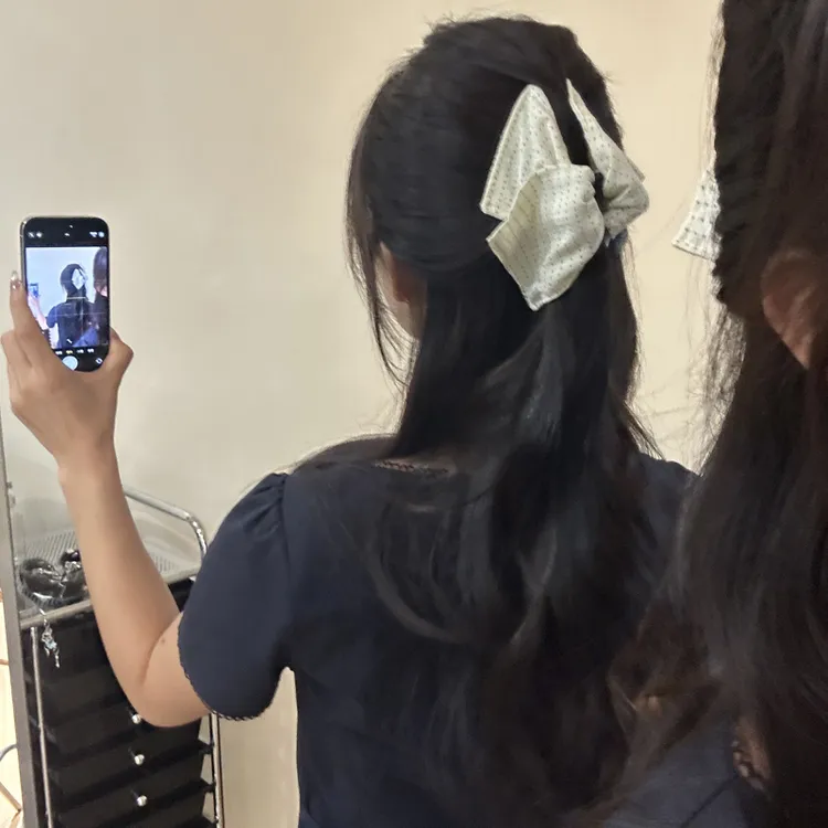 元气满满韩系ins风甜美少女心波点蝴蝶结抓夹简约百搭鲨鱼夹