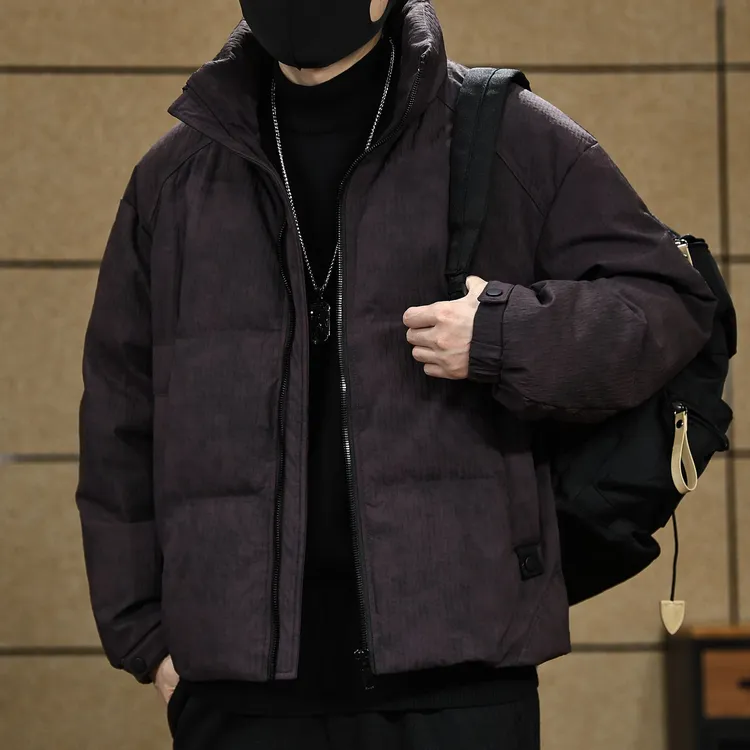 高端90鸭绒立领羽绒服男士冬季新款休闲短款面包服保暖外套男潮牌