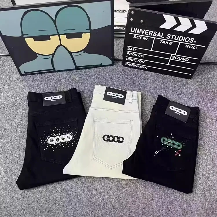 四季牛仔裤烫钻同款新款网红百搭网红修身小脚good牛仔裤轻奢爆款