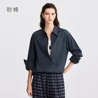 初棉【9.27上新】色织布面休闲百搭宽松牛仔感衬衫372604011