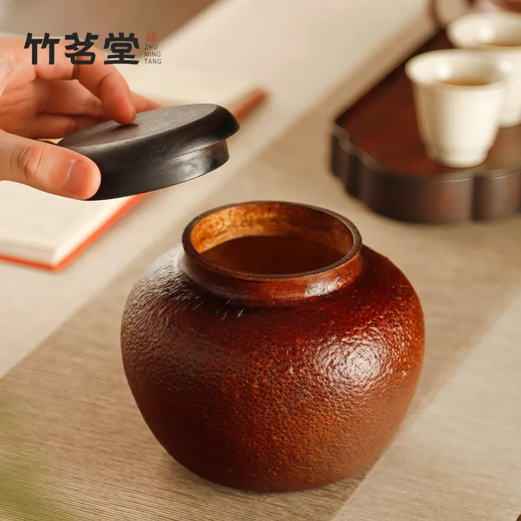 大漆泰国青柚子皮茶叶罐礼盒装非遗名家王伯杨漆器便携密封储物罐