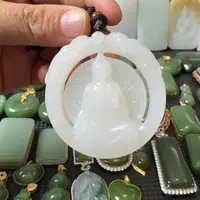 颈饰未镶嵌和田玉羊脂白玉观音平安扣