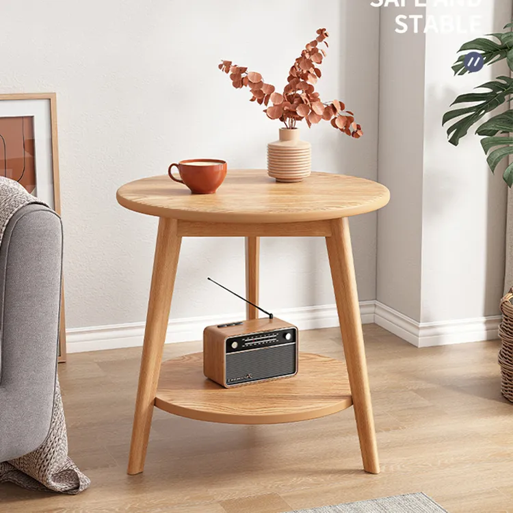 小圆桌子茶几客厅家用沙发边几北欧阳台卧室床头实木桌迷你小户型