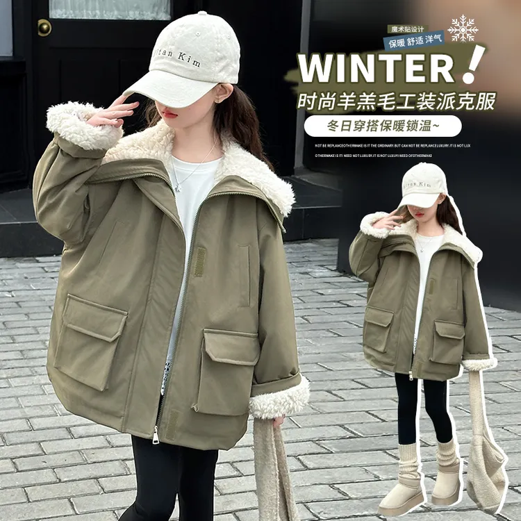 女童冬季新款棉衣赵露丝同款外套2025中大儿童加绒棉衣风衣派克服