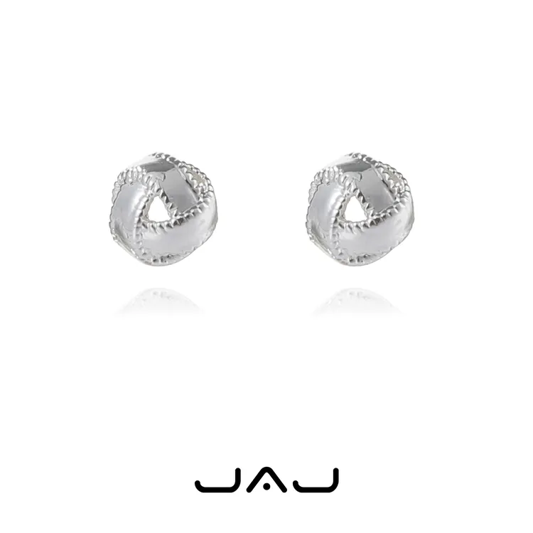 JAJ 铜合金耳饰 金属打结小耳钉气质百搭素款球球简约中性风男女