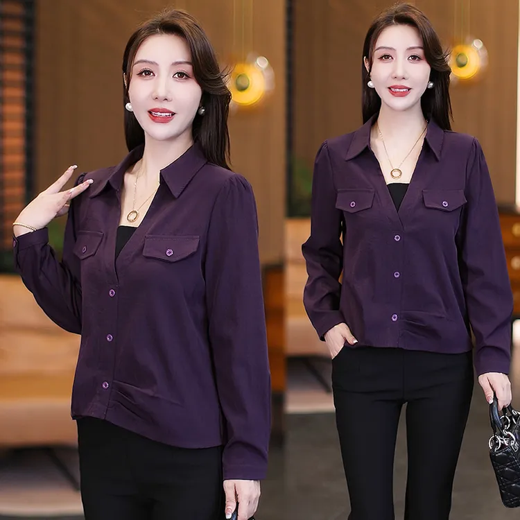 时尚休闲衬衫女2025秋季新款韩版洋气显瘦不规则下摆假两件上衣