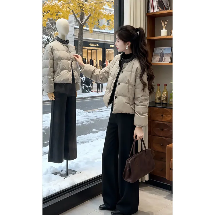 香朵儿【昭昭暮雪】法式小香风立领棉服外套女2026秋冬新款保暖上衣
