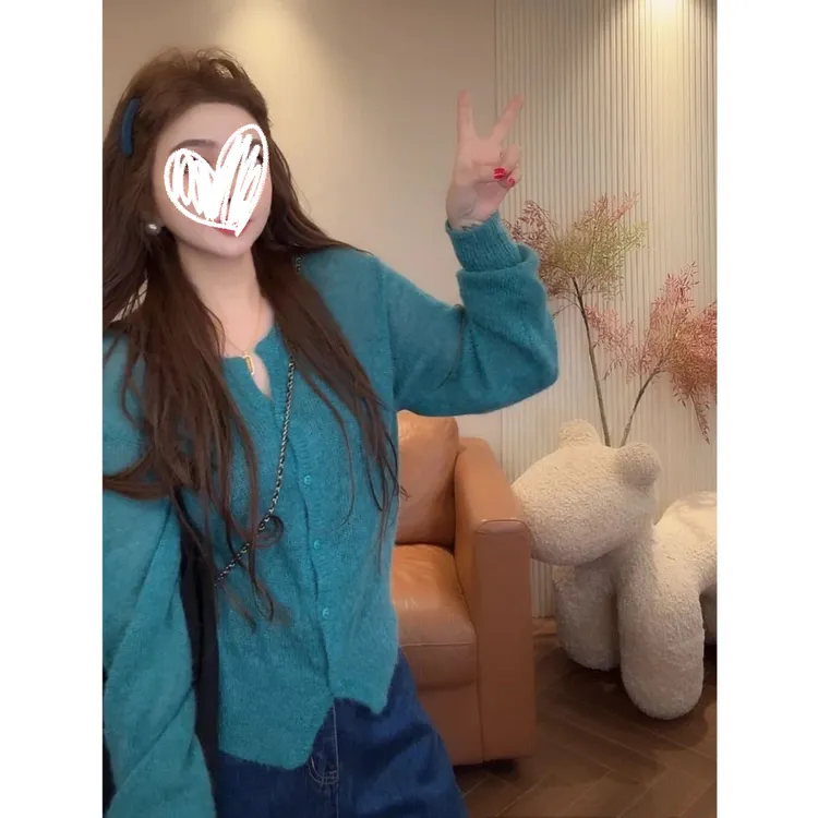 高级感温柔风韩系百搭显瘦针织开衫B096