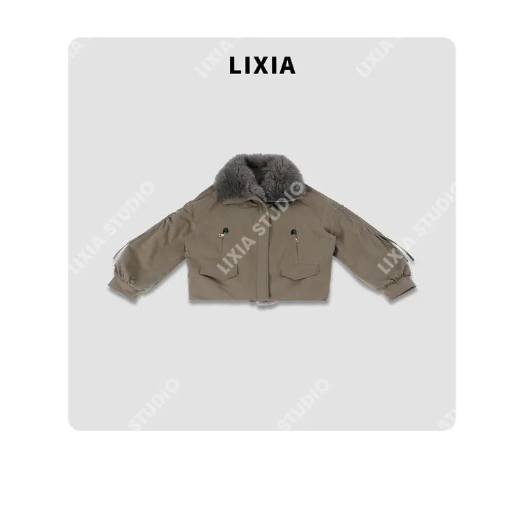 LIXIA【乌拉尔】慵懒老钱风轻奢时髦加厚加绒白鹅绒外套-D9982