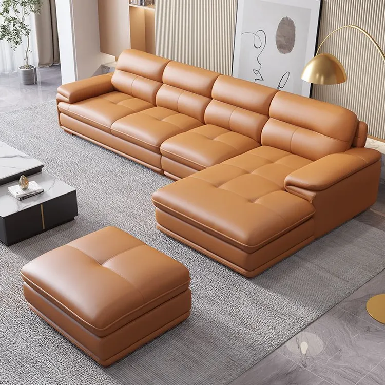 2025新款真皮沙发头层牛皮直排大小户型客厅转角实木沙发贵妃组合