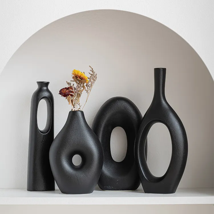 款式几何陶瓷花瓶插花现代简约卧室餐桌客厅摆件家居家饰品花器