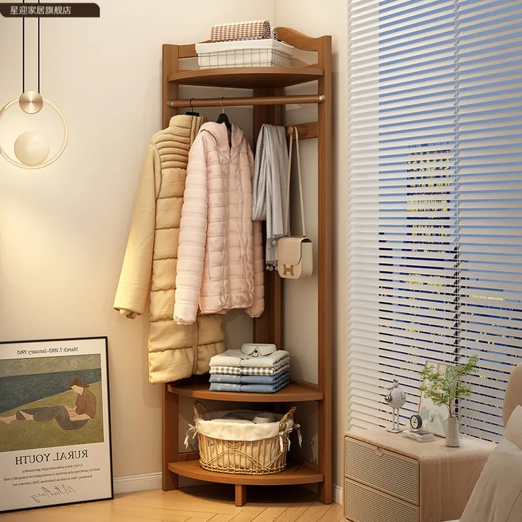 多功能家用室内转角挂衣帽架落地卧室衣帽架衣服置物收纳架子