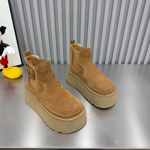 25秋季新款磨砂皮厚底马丁靴女反毛皮靴增高松糕底短靴复古短靴