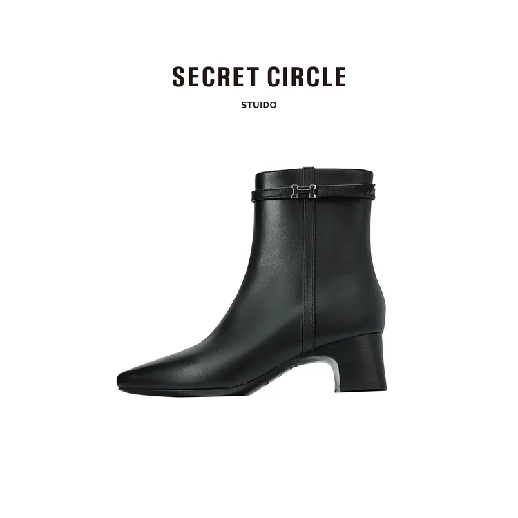 【楚铃专属】法式靴裸带测拉链中筒靴30419