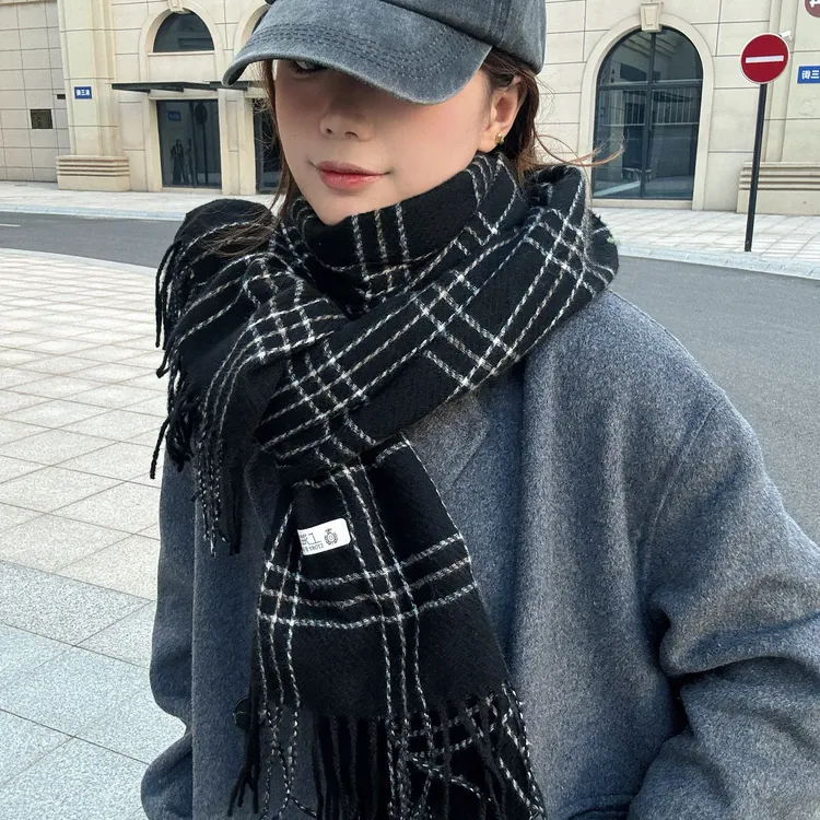 【格纹气质】秋冬氛围感密码时尚围脖加厚外搭轻奢韩版爆款百搭围巾