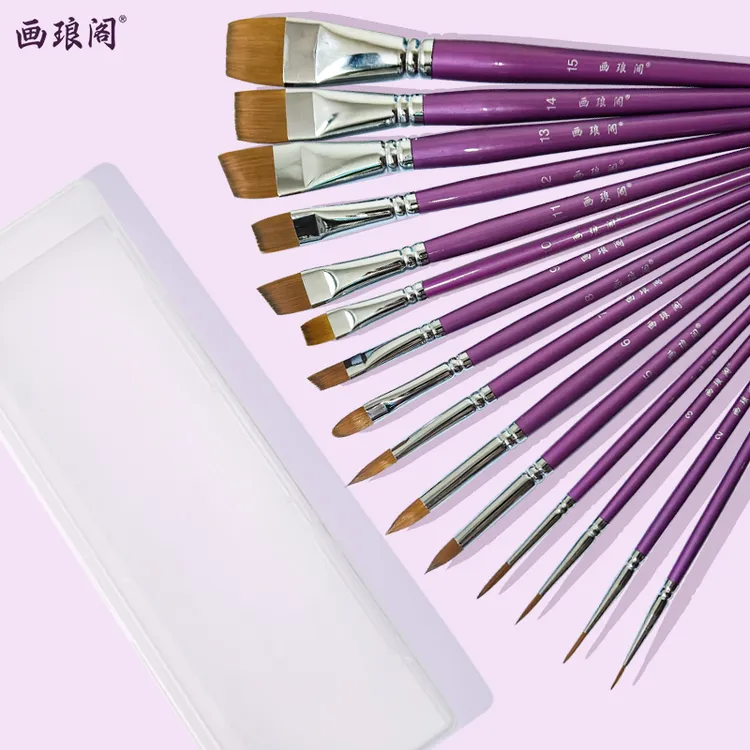 画琅阁专业儿童笔刷丝滑流畅高质量不易分叉压花勾线排笔简单款