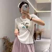 大禾【小马刺绣】短袖针织T恤衫女薄款气质夏季宽松休闲圆领小衫