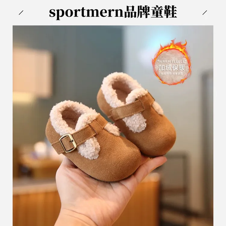 Sportmern秋冬宝宝学步鞋勃肯鞋软底防滑加绒男女婴儿复古幼儿鞋