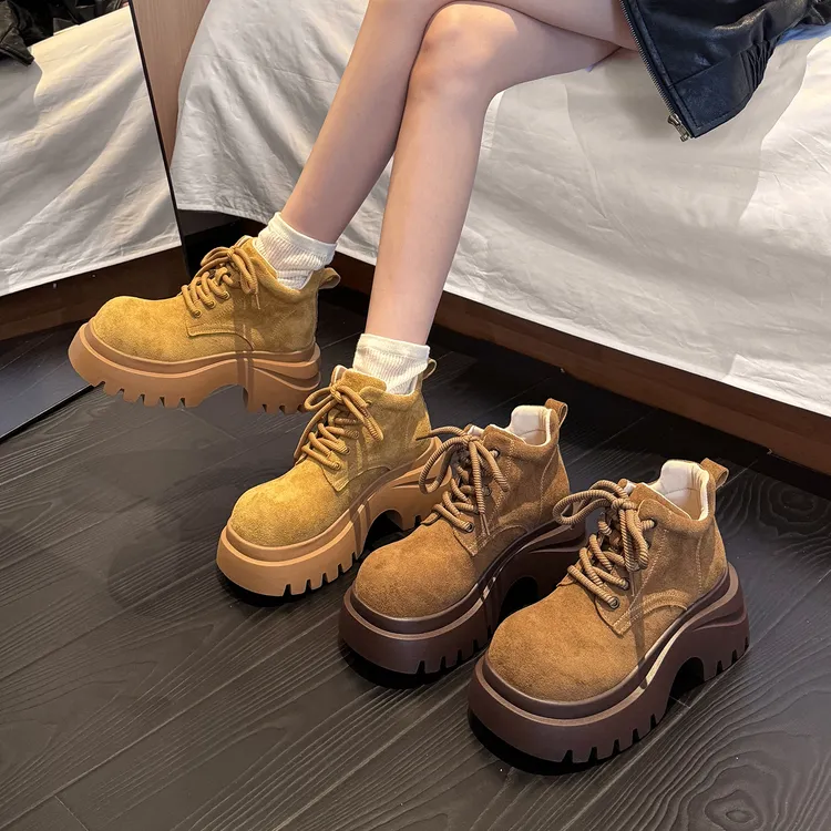 贾不假马丁靴女款2025新款秋季美拉德百搭厚底增高显瘦英伦风短靴