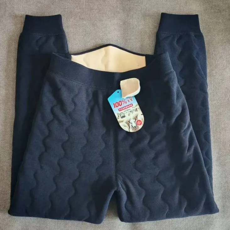 550-750克男女款加绒羊毛裤加厚高腰防寒羊绒裤保暖裤打底裤子冬