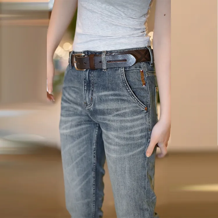 美式水洗高端纹理牛仔裤修身直筒2025年春夏新款裤子男时尚百搭裤