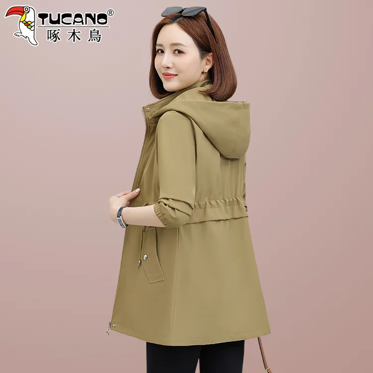 啄木鸟中长款风衣外套女款春秋2025新款中年妈妈秋装女士气质上衣