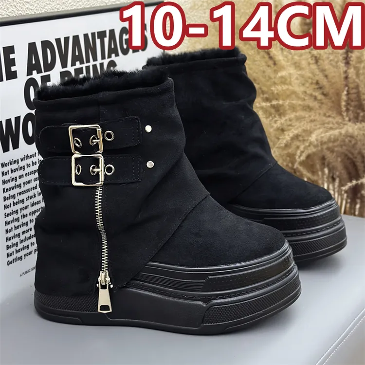 冬季复古短靴10cm透气马丁靴裤管靴14cm中筒靴百搭女靴子时尚12cm