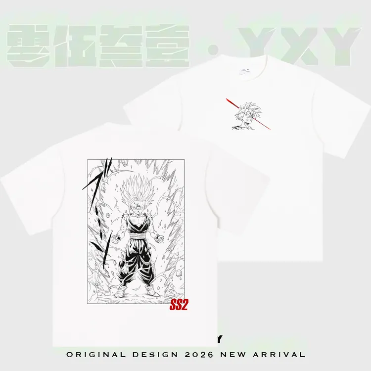 YXY【七龙珠超2悟饭】美式复古重磅印花T恤短袖ins宽松休闲小众潮