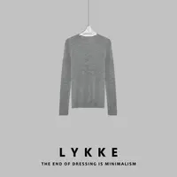 LYKKE 25新款羊毛无缝一体细纱针织圆领长袖百搭上衣-E411