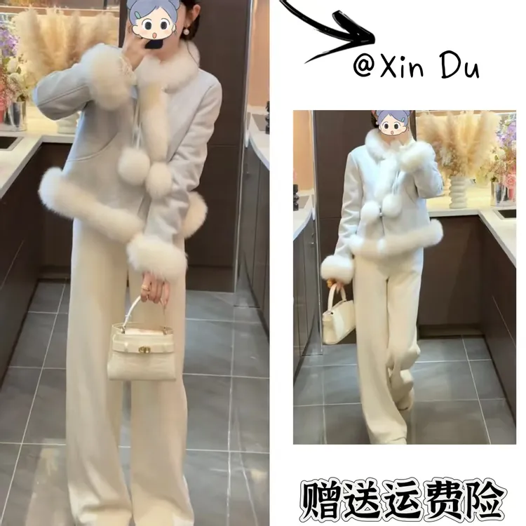 2025秋冬季新款时尚显瘦气质女士网红洋气两件套百搭款D24205